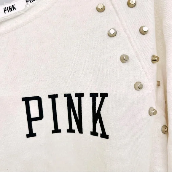 VS PINK Off-Shoulder Stud Sweatshirt - Picture 4 of 8